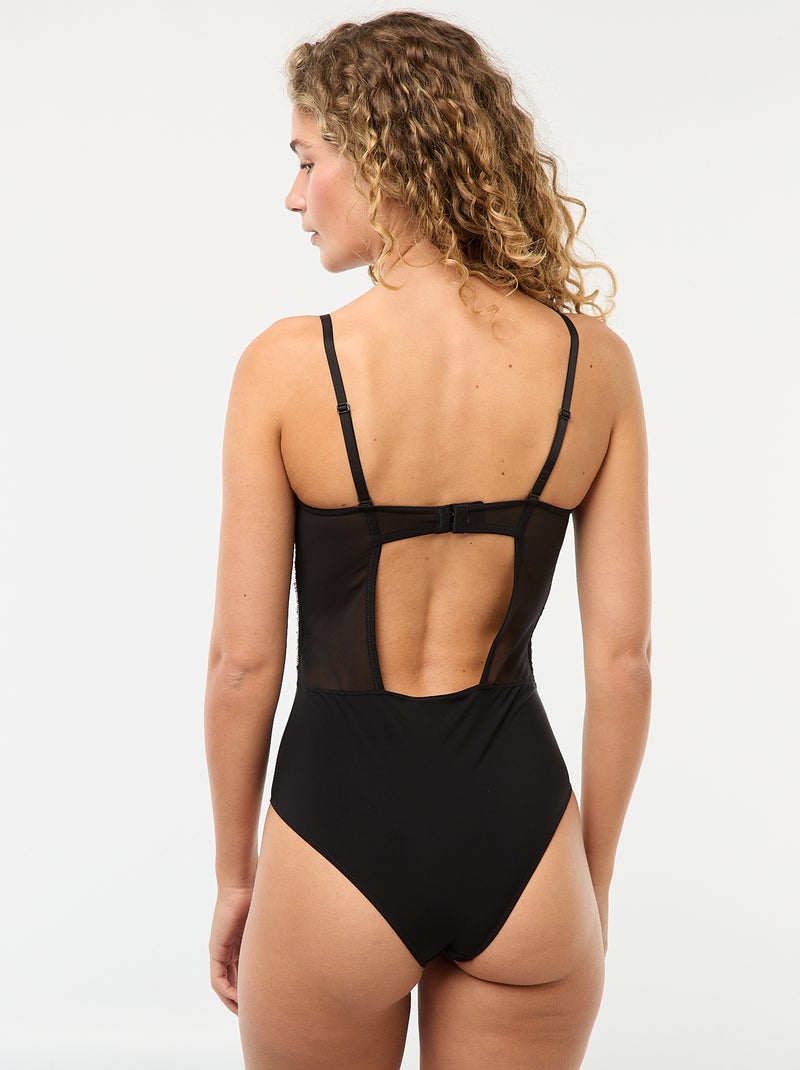 Body met lovertjes en ingewerkte pads zwart - Kiabi