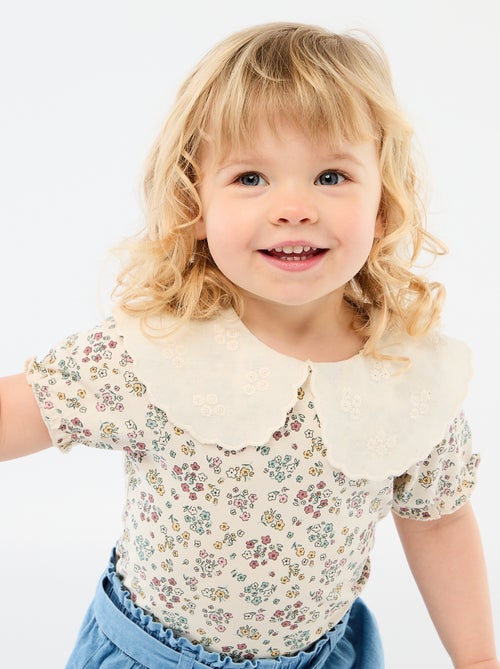 Body met Peter Pan-kraag en bloemenprint - Kiabi