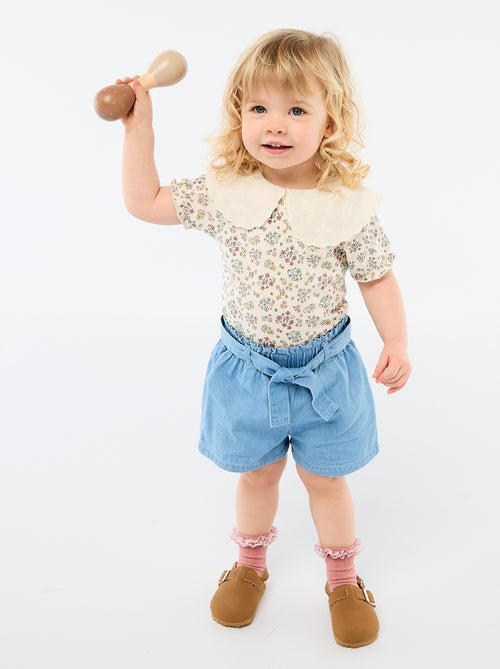 Body met Peter Pan-kraag en bloemenprint - Kiabi