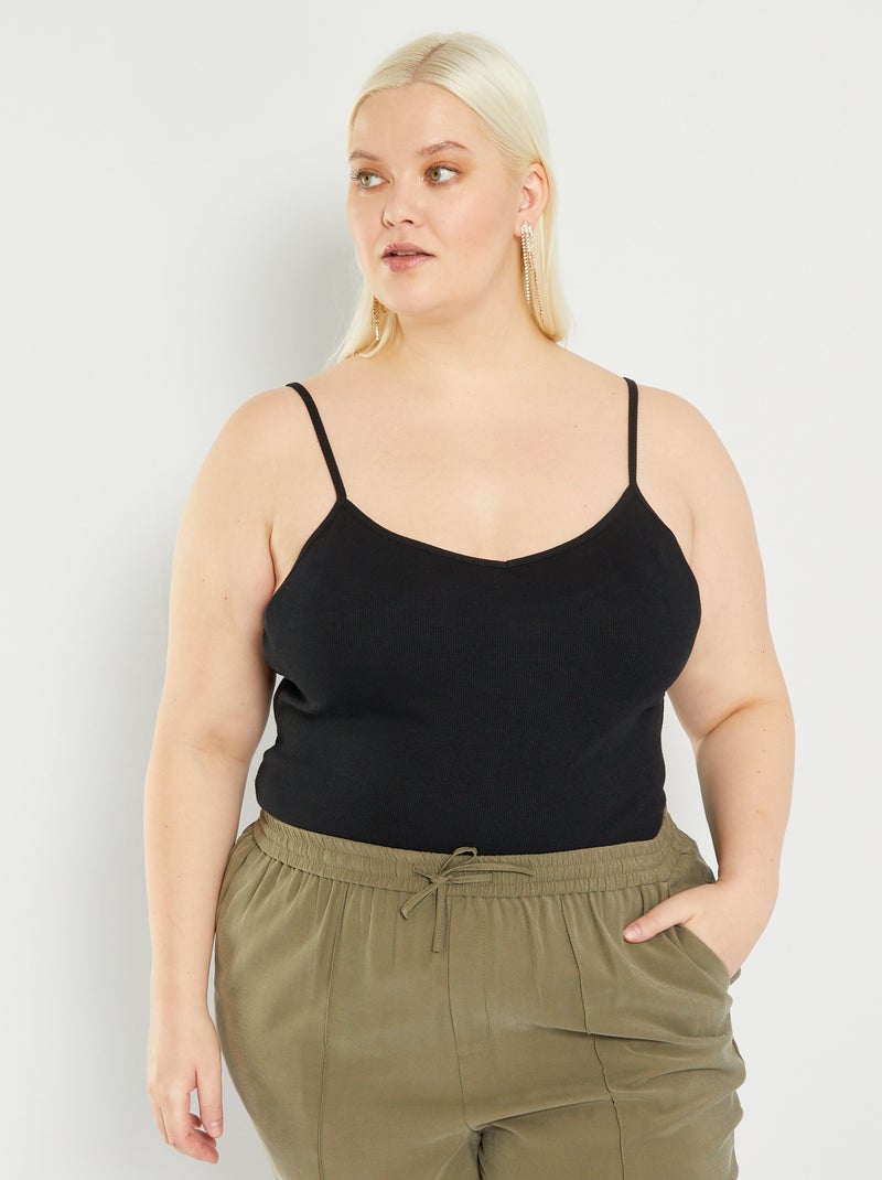 Body met ribbeltextuur zwart - Kiabi
