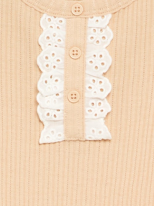 Body van geribde stof met broderie anglaise - Kiabi Body van geribde stof met broderie anglaise - Kiabi