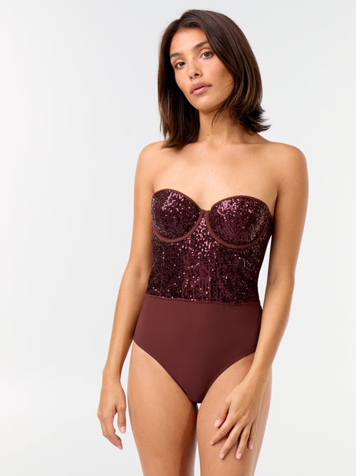 Body van microvezel en pailletten - Kiabi