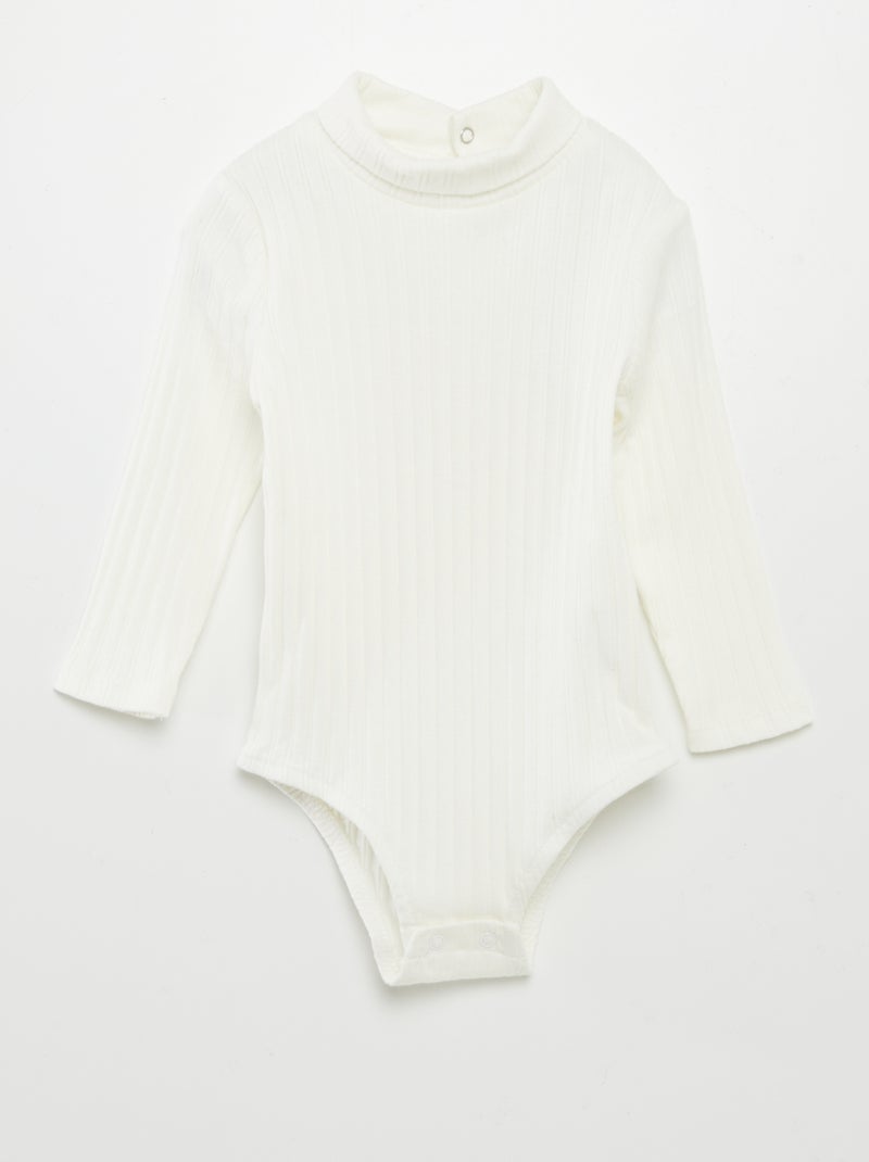 Body van ribstof met col WIT - Kiabi
