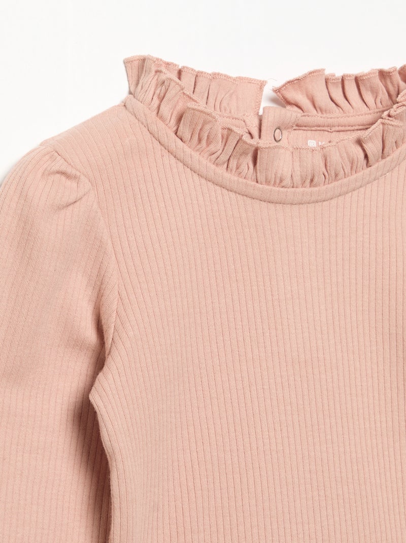 Body van ribstof met fantasiekraag Rose - Kiabi