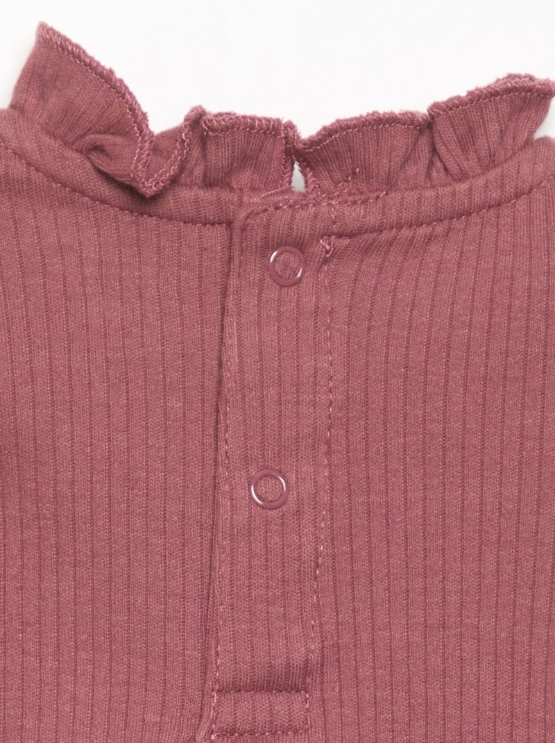 Body van ribstof met fantasiekraag Rose - Kiabi