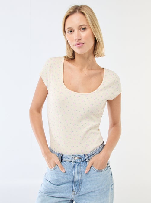 Body van ribstof met korte mouw - Kiabi