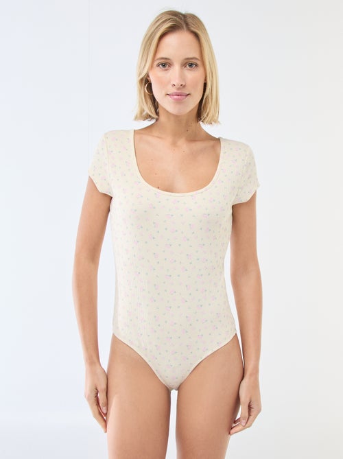 Body van ribstof met korte mouw - Kiabi