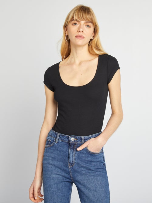 Body van ribstof met korte mouw - Kiabi