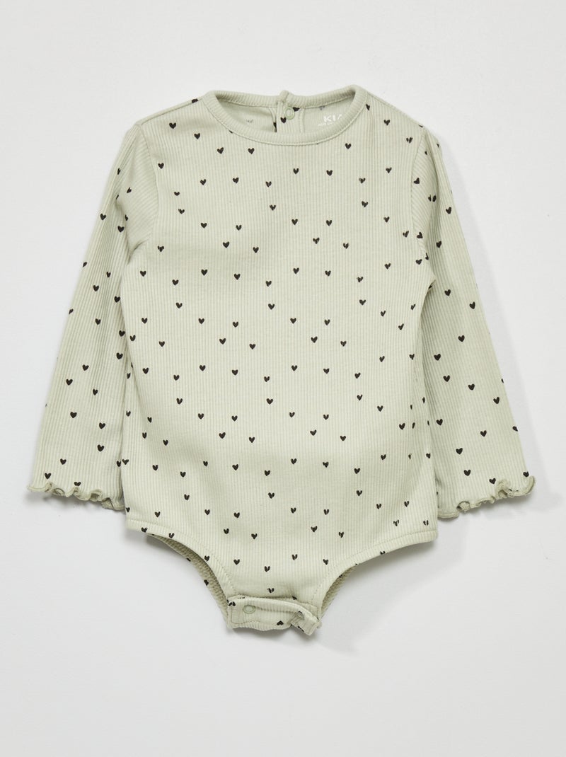 Body van ribstof met lange mouw Blauw - Kiabi