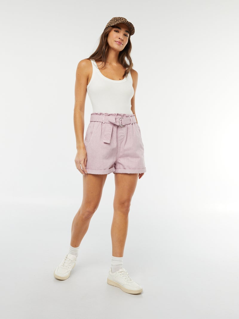 Body van ribtricot met schouderbandjes wit - Kiabi