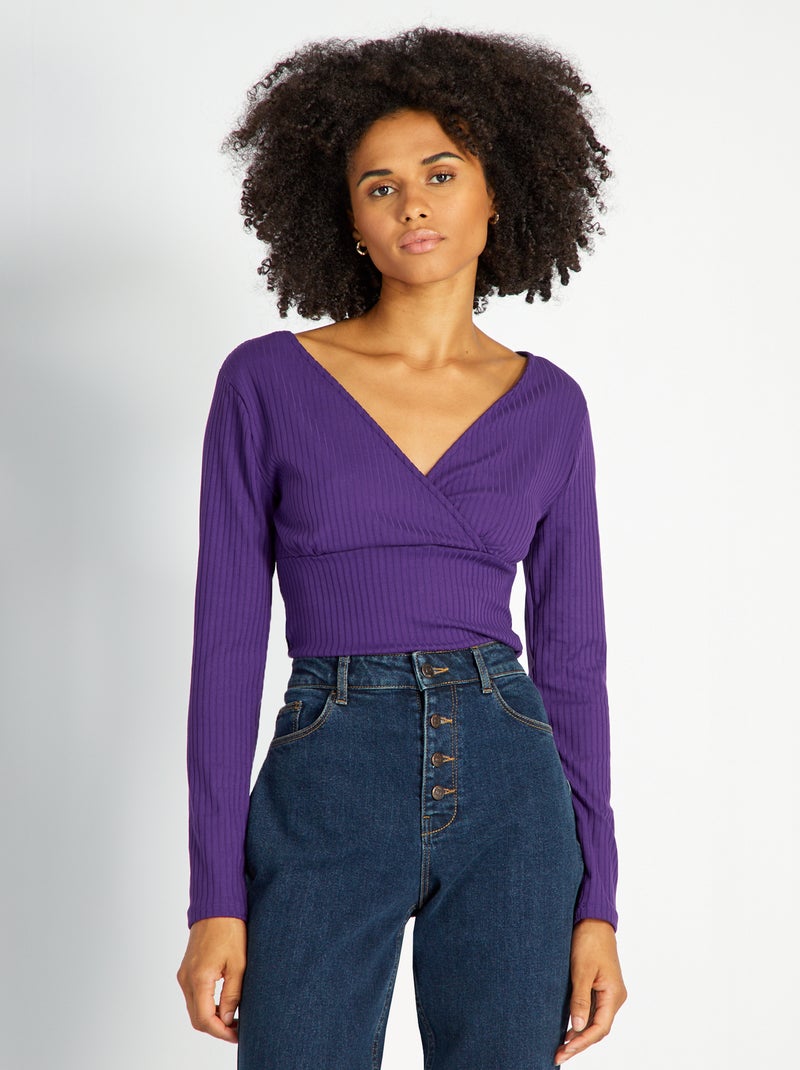 Body van ribtricot Paars - Kiabi