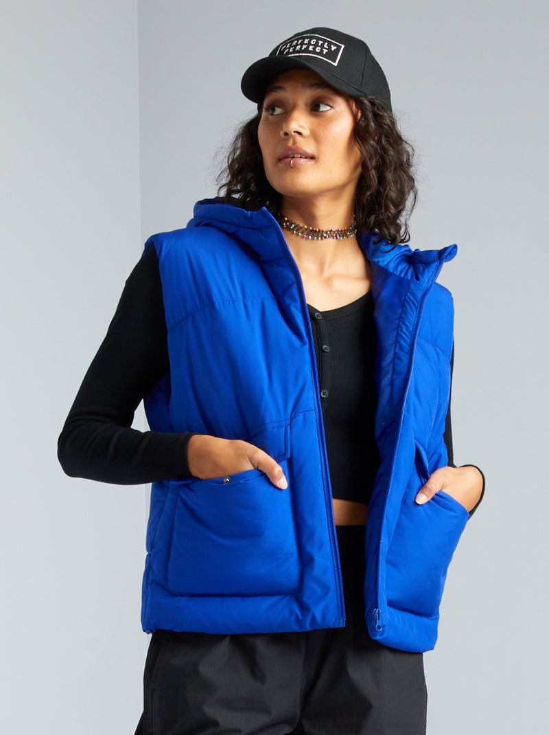 Bodywarmer met capuchon BLAUW - Kiabi