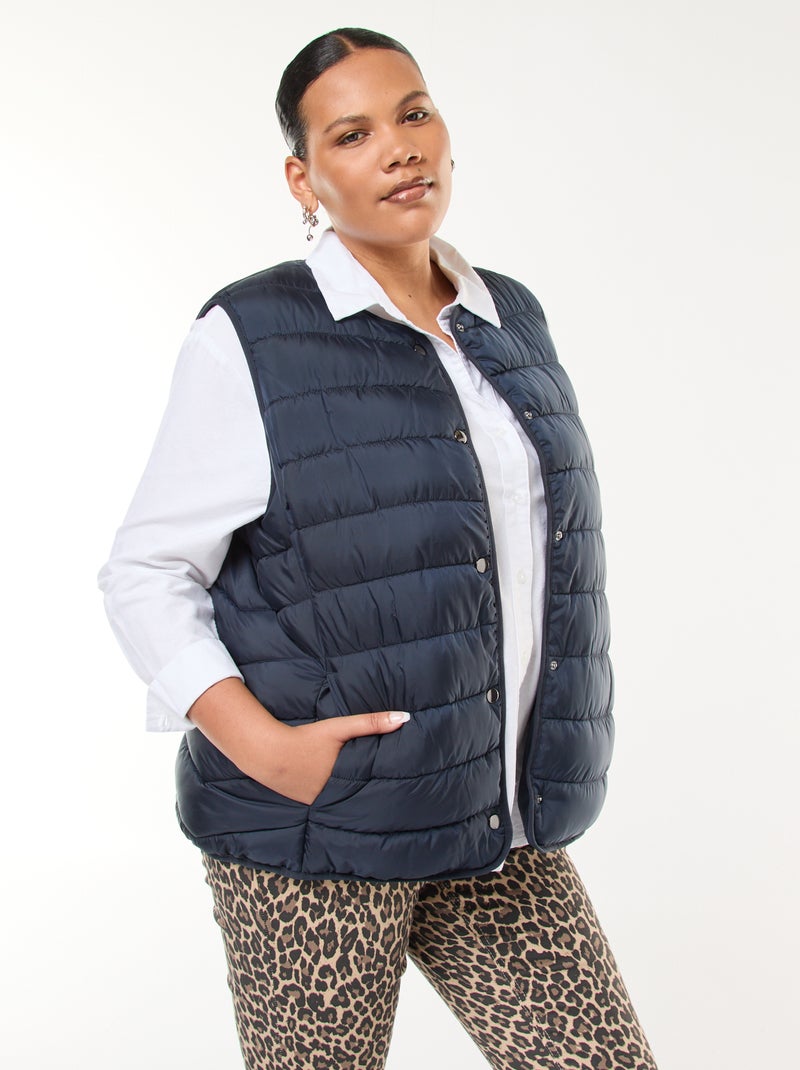 Bodywarmer met drukknopen Blauw - Kiabi