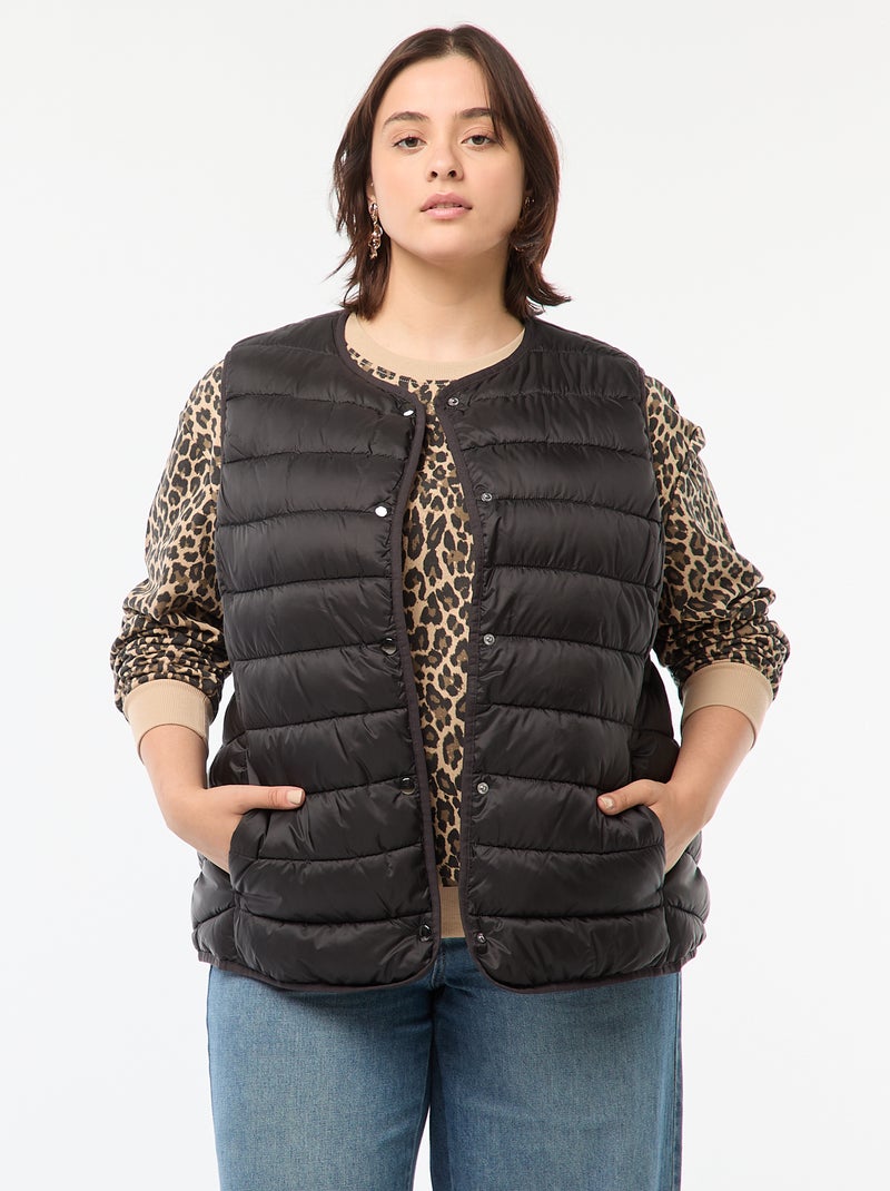 Bodywarmer met drukknopen zwart - Kiabi