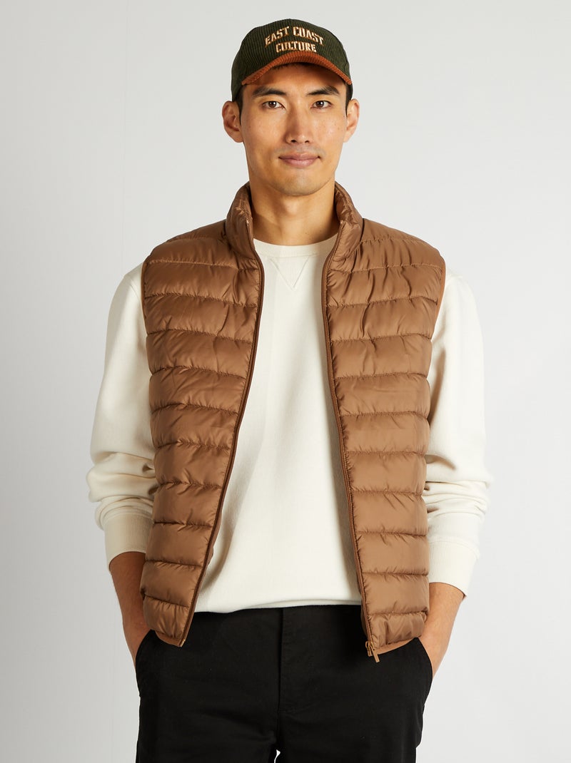 Bodywarmer met opstaande kraag BRUIN - Kiabi