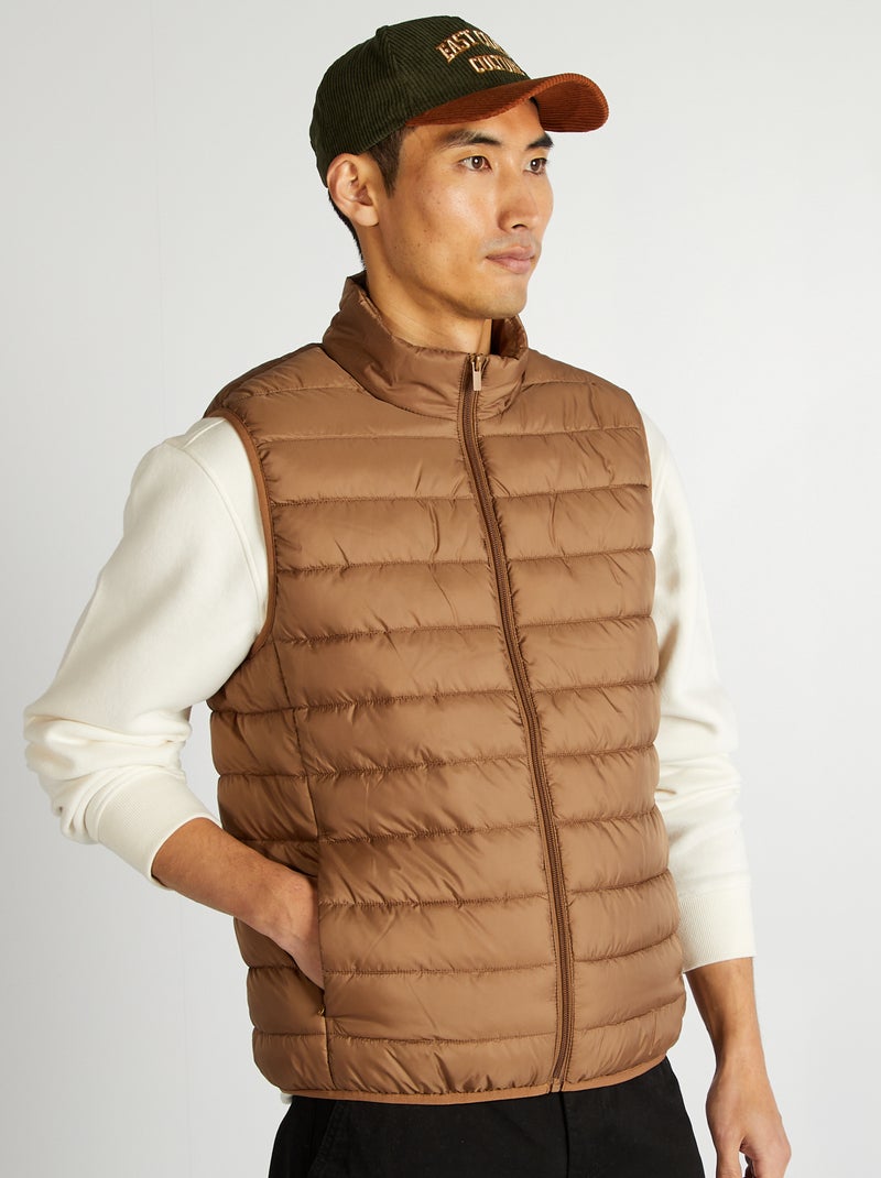 Bodywarmer met opstaande kraag BRUIN - Kiabi