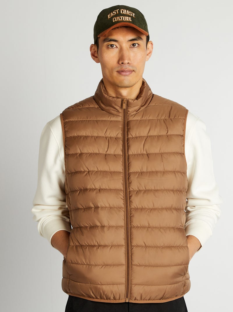 Bodywarmer met opstaande kraag BRUIN - Kiabi