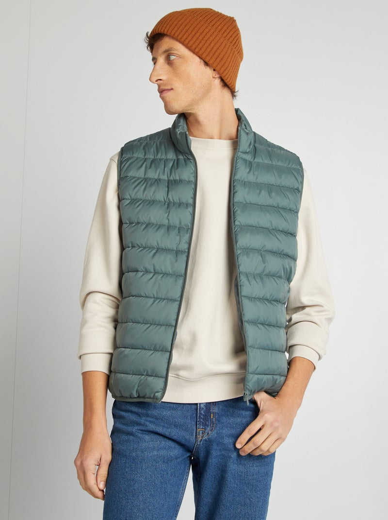 Bodywarmer met opstaande kraag GROEN - Kiabi