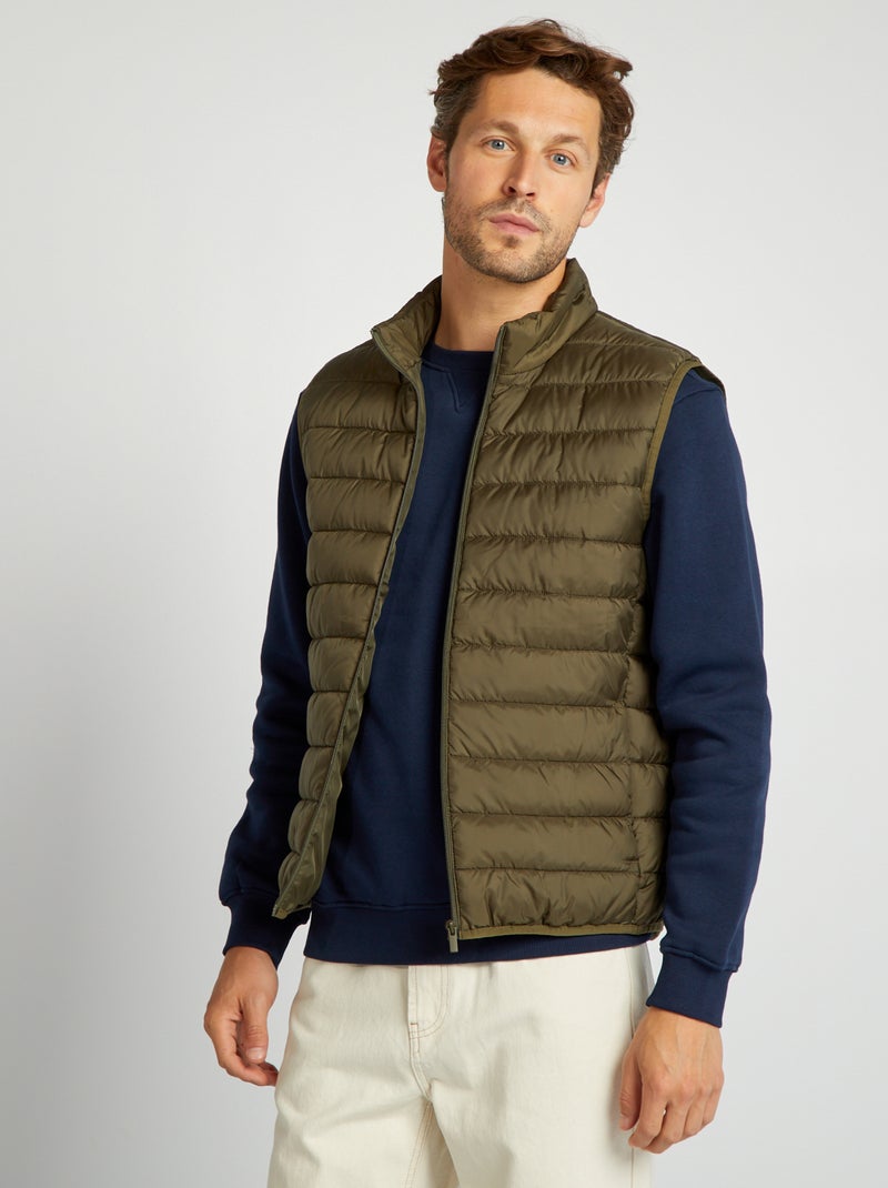 Bodywarmer met opstaande kraag KAKI - Kiabi