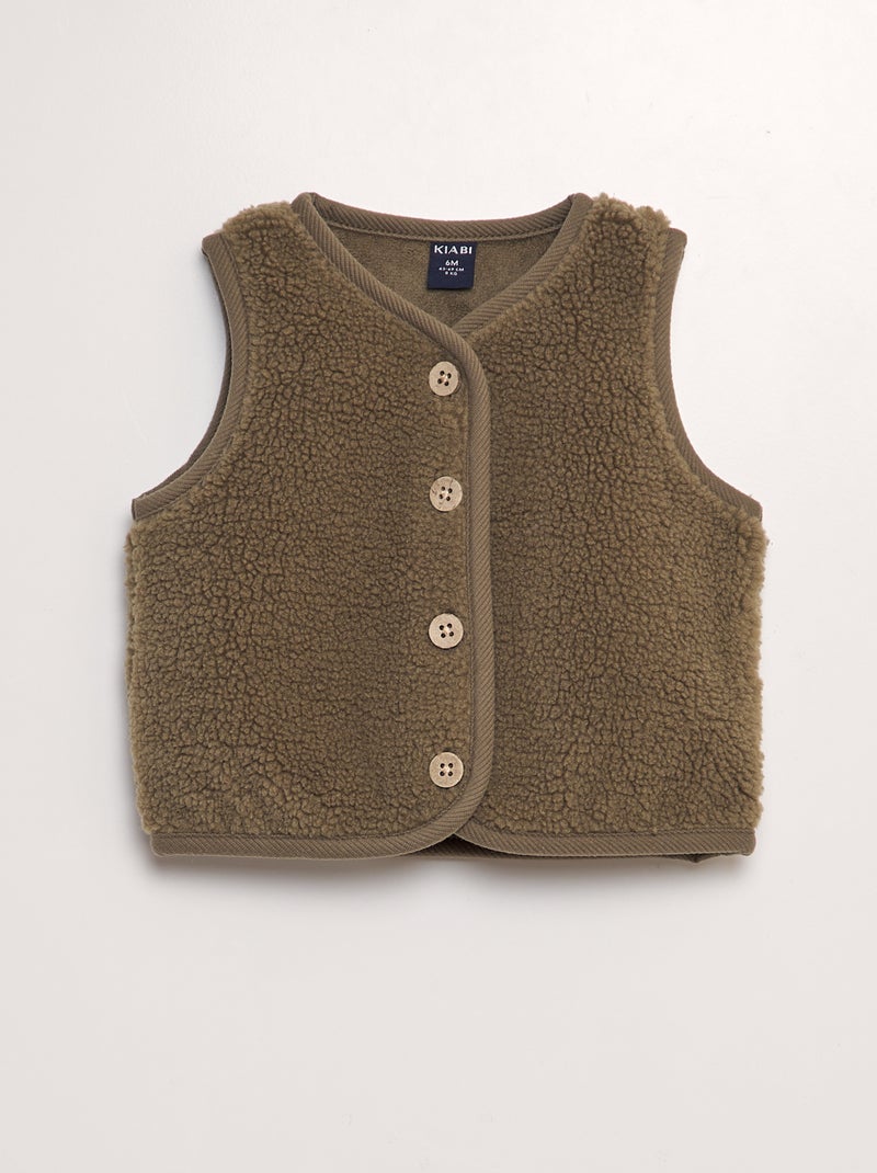 Bodywarmer met schapenvacht effect GROEN - Kiabi