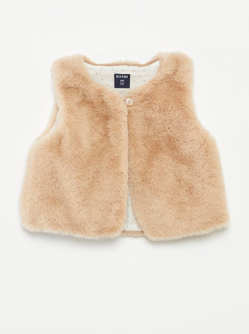 Bodywarmer van imitatiebont Biege - Kiabi