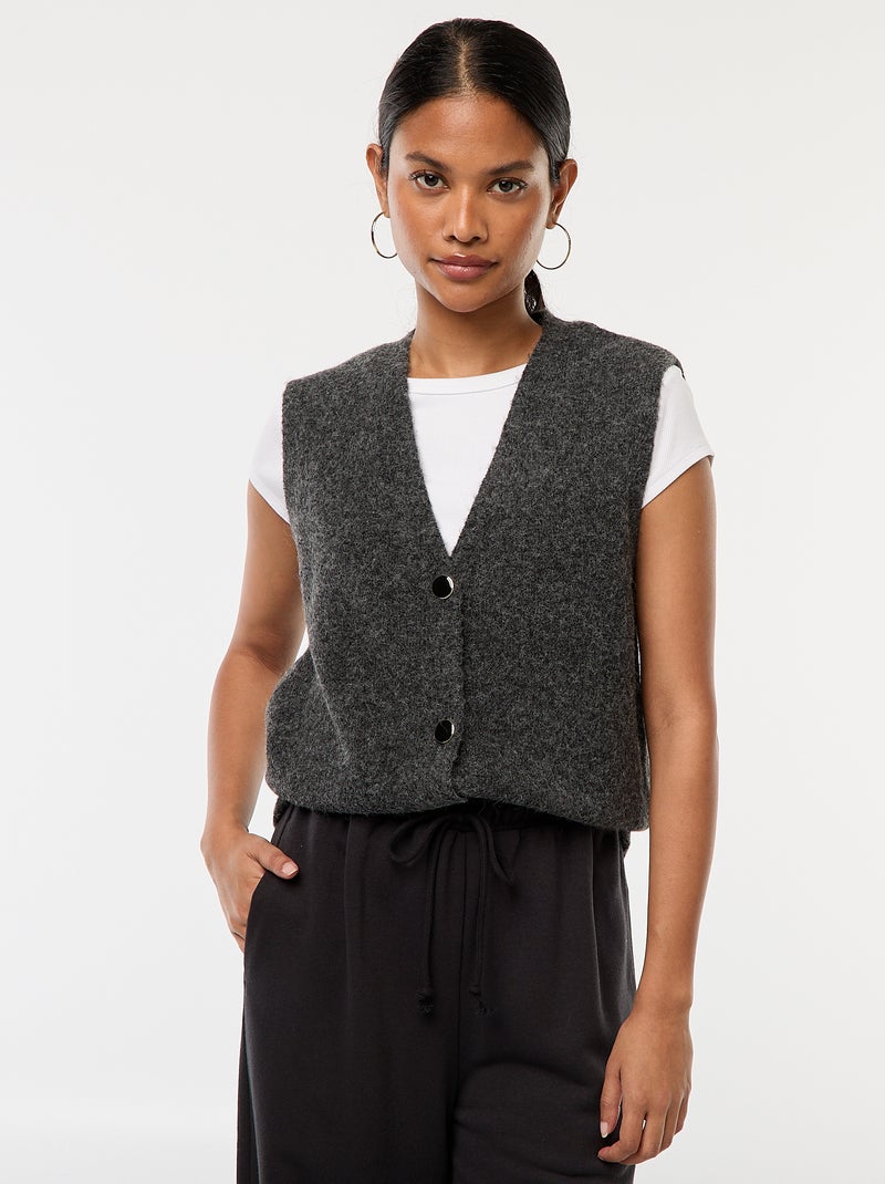 Bodywarmer van zacht en warm tricot Grijs - Kiabi