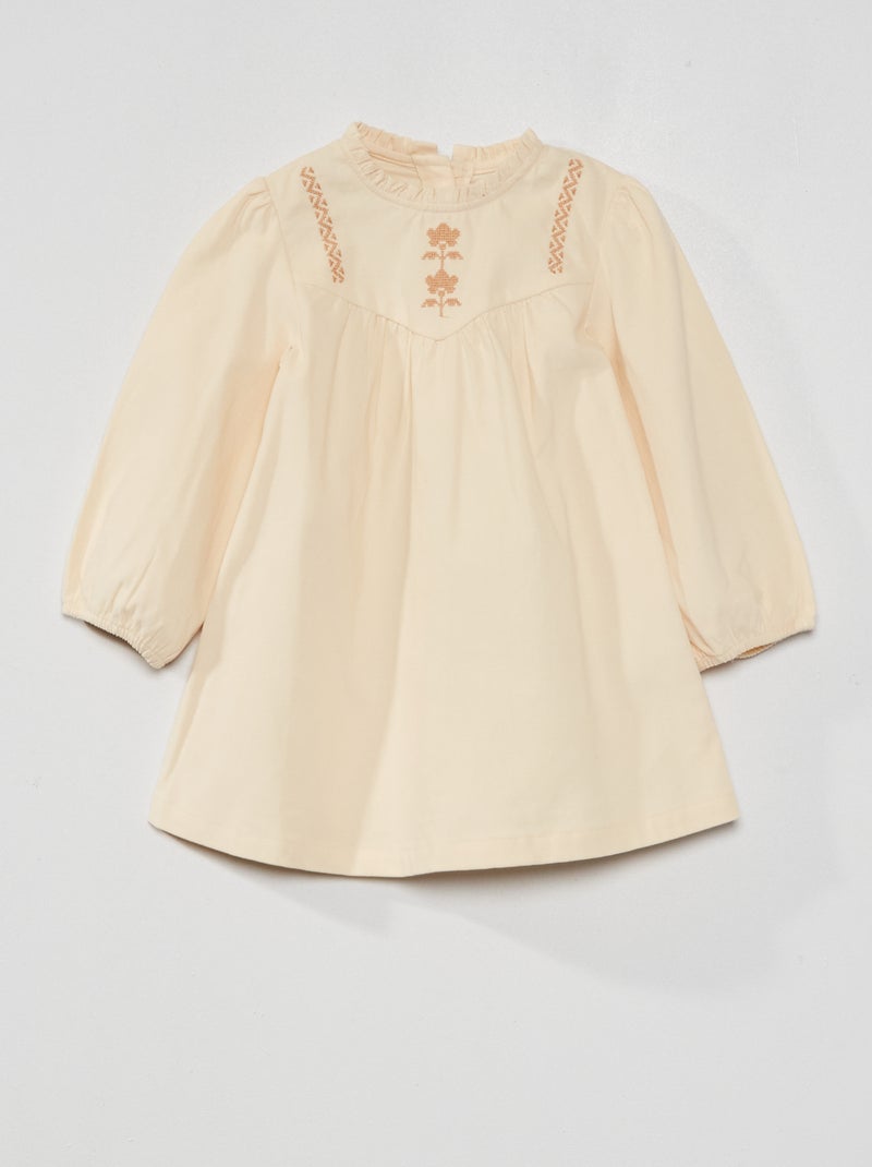 Boho-jurk van velours WIT - Kiabi