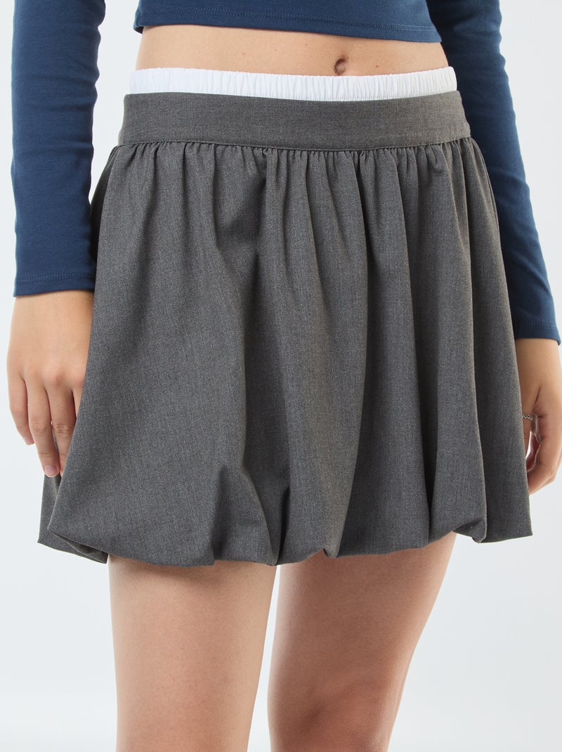 Bollende rok met boxerdetail Grijs - Kiabi