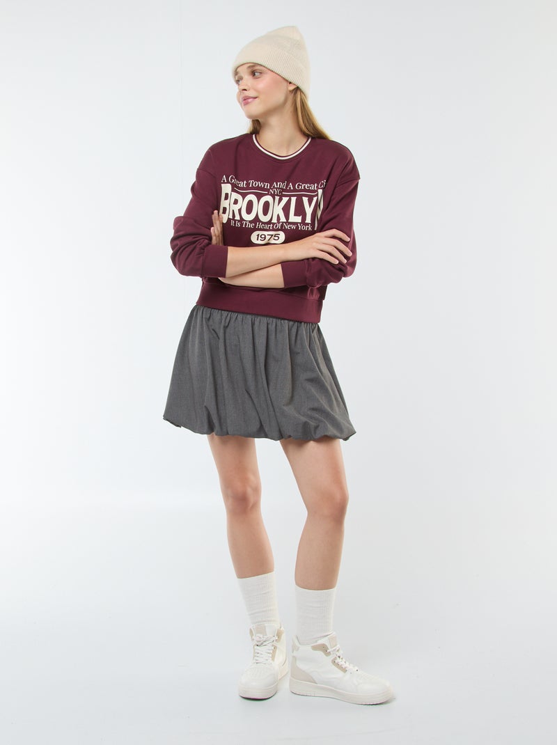 Bollende rok met boxerdetail Grijs - Kiabi