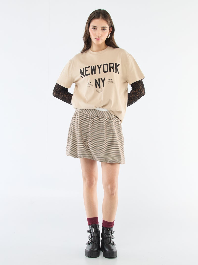 Bolrok met ruitjes Biege - Kiabi