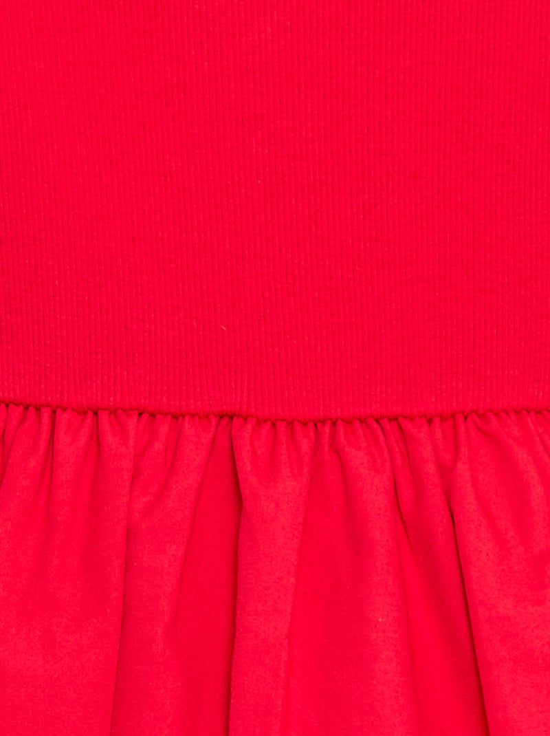 Bolvormige jurk met korte mouwen Rood - Kiabi