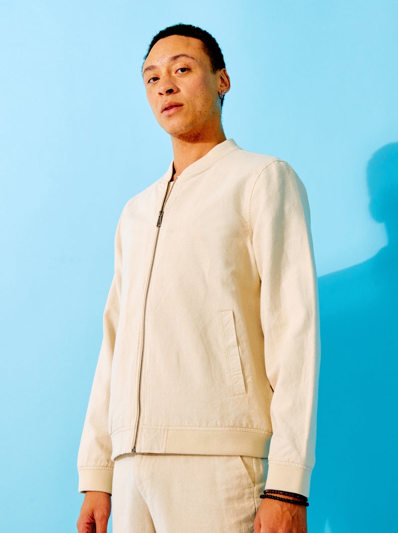 Bomberjack met linnen BIEGE - Kiabi