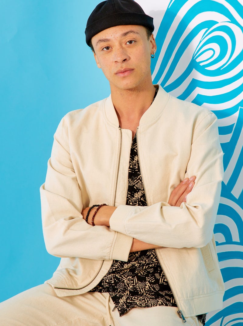 Bomberjack met linnen BIEGE - Kiabi