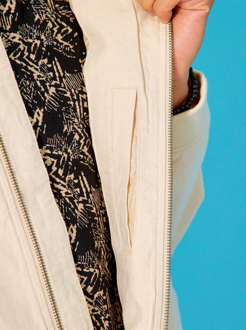 Bomberjack met linnen BIEGE - Kiabi