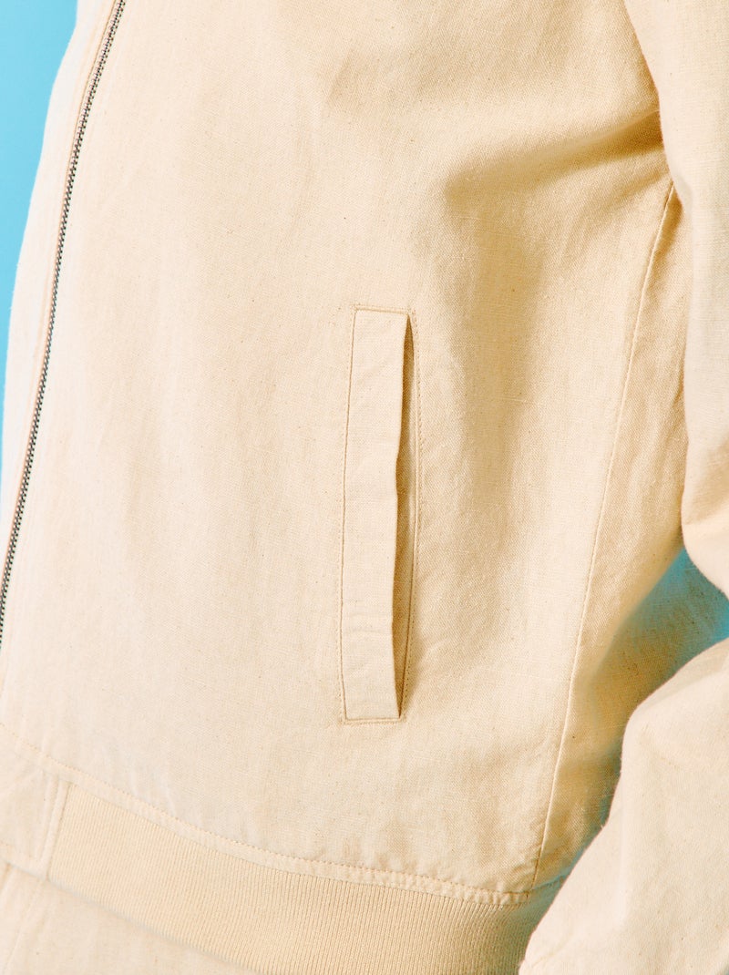 Bomberjack met linnen BIEGE - Kiabi