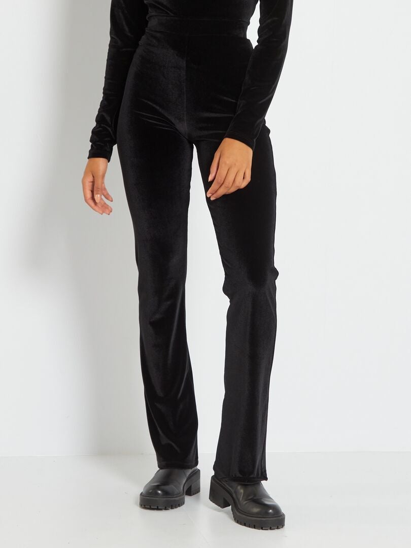Comycom Zwarte heren bootcut corduroy broek - Donkere uitlopende jeans voor mannen in 70s vintage-stijl, zwart, 30W / 30L