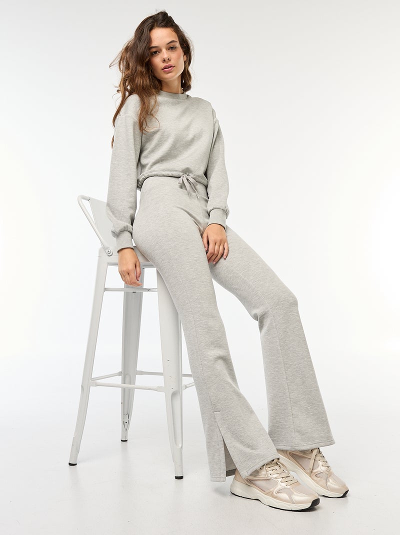 Bootcut broek van zwaar en zacht tricot Grijs - Kiabi