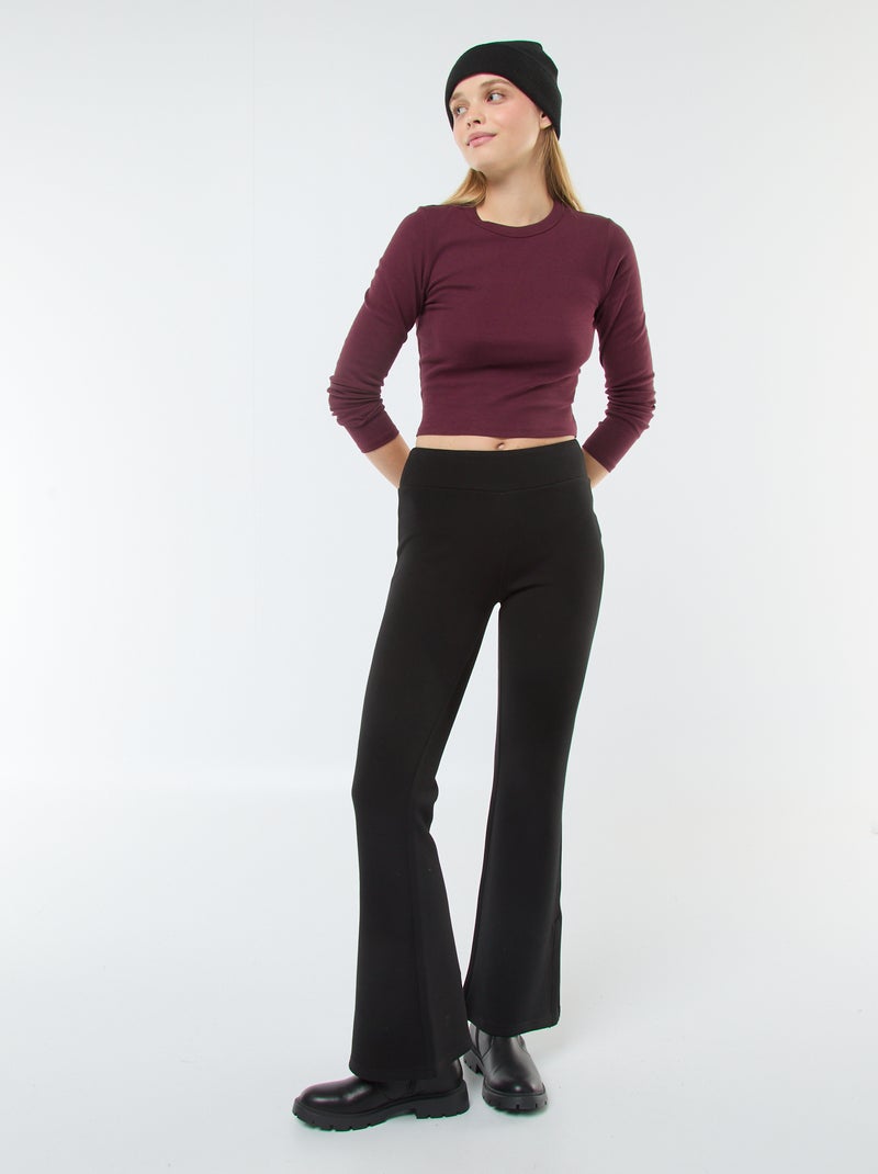 Bootcut broek van zwaar en zacht tricot zwart - Kiabi
