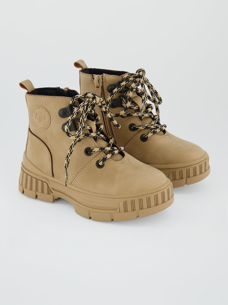 Boots in bergschoenenstijl BRUIN - Kiabi