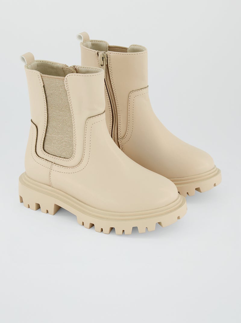 Boots in Chelseastijl BIEGE - Kiabi