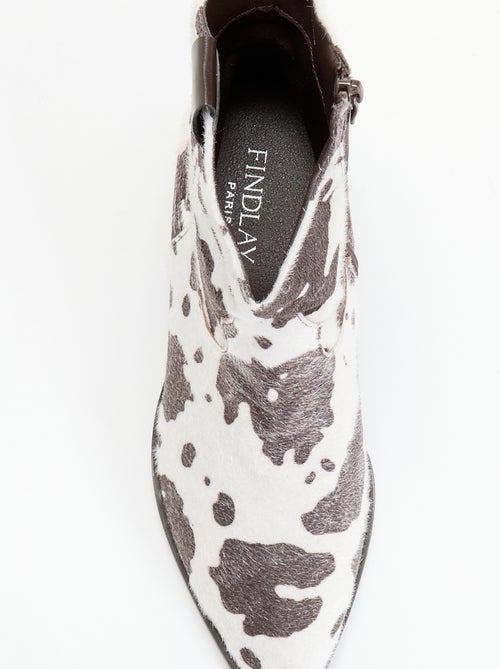 Boots in cowboylaarsstijl met imitatie koeienhuid - Kiabi