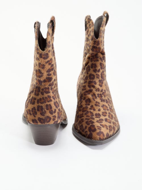 Boots in cowboylaarsstijl met imitatie koeienhuid - Kiabi