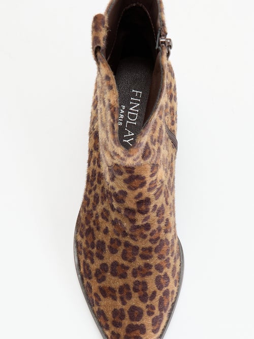 Boots in cowboylaarsstijl met imitatie koeienhuid - Kiabi