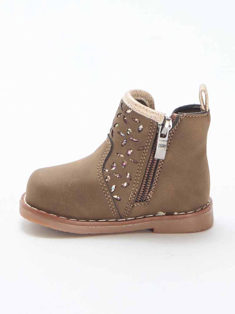 Boots in suèdine-look Bruin - Kiabi