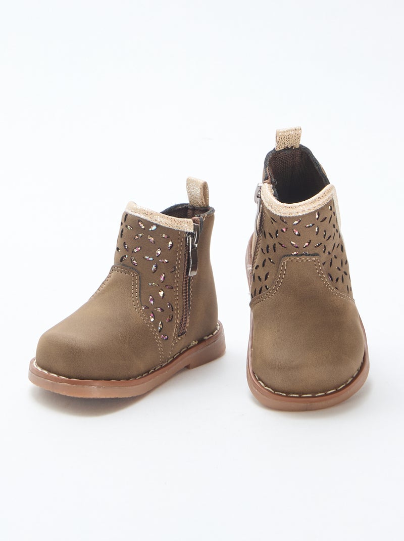 Boots in suèdine-look Bruin - Kiabi
