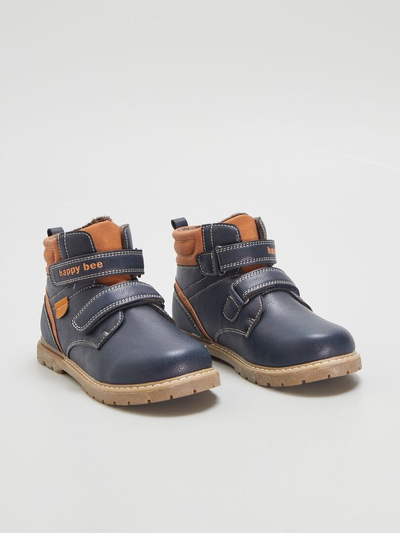 Boots met dubbele klittenband BLAUW - Kiabi