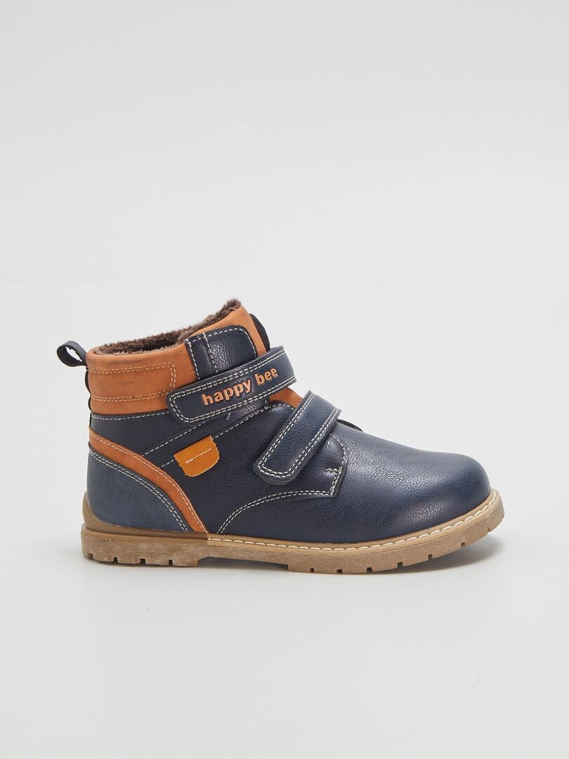 Boots met dubbele klittenband BLAUW - Kiabi