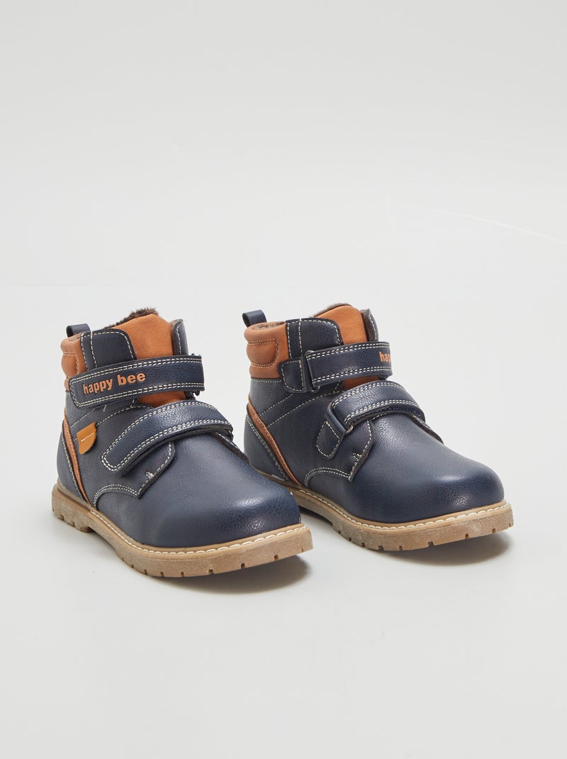 Boots met dubbele klittenband BLAUW - Kiabi