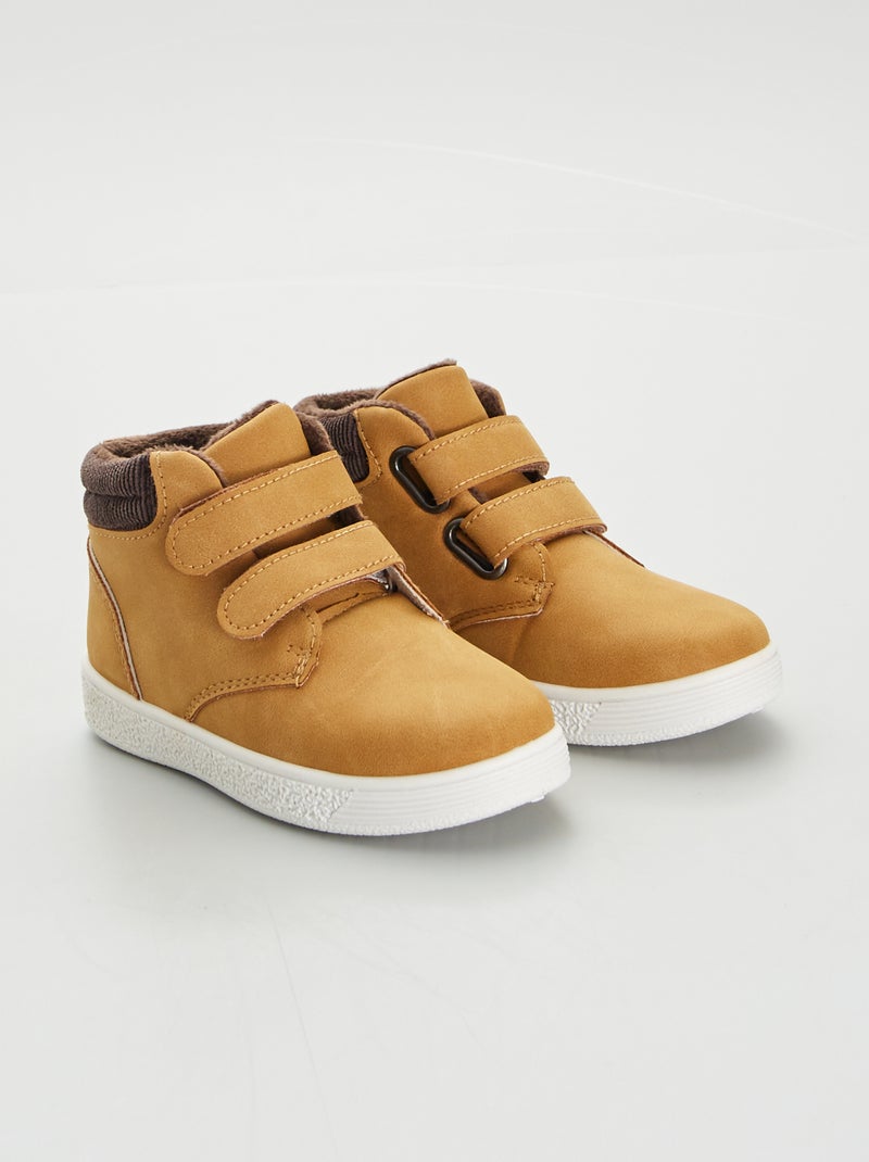 Boots met dubbele klittenband BRUIN - Kiabi