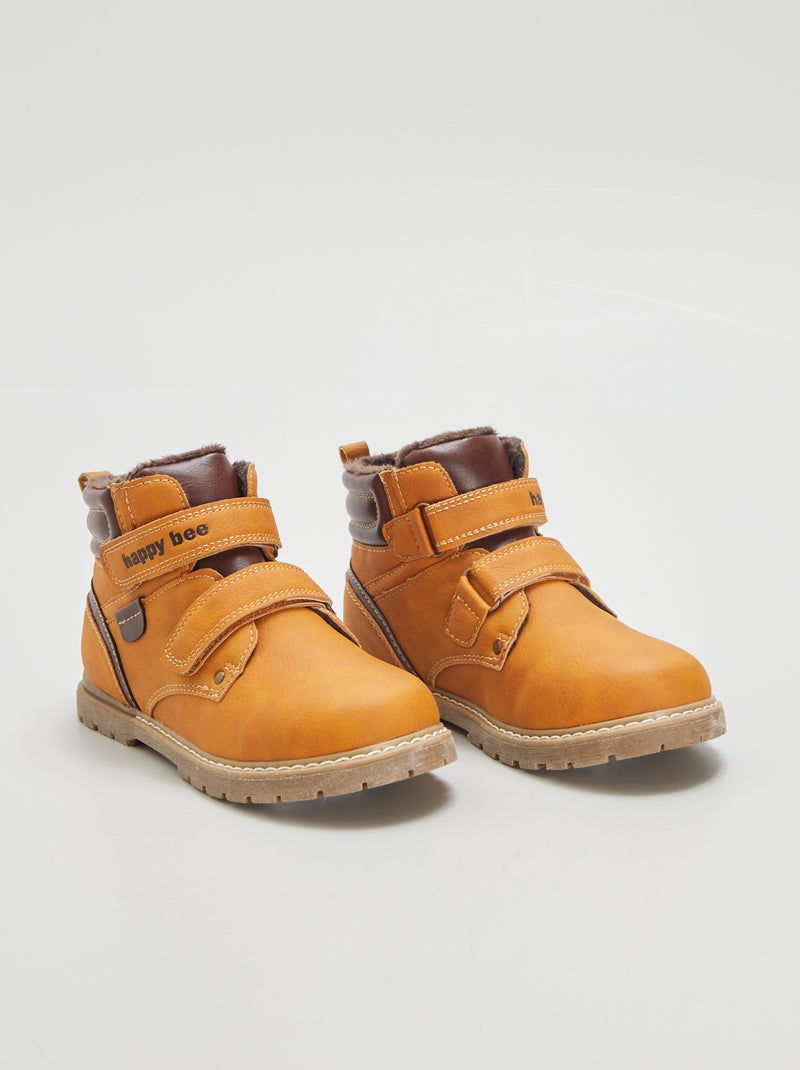 Boots met dubbele klittenband BRUIN - Kiabi